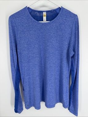 Lole Long Sleeve Athletic Tee Zip Pocket Reflective Stripe Blue Size XL